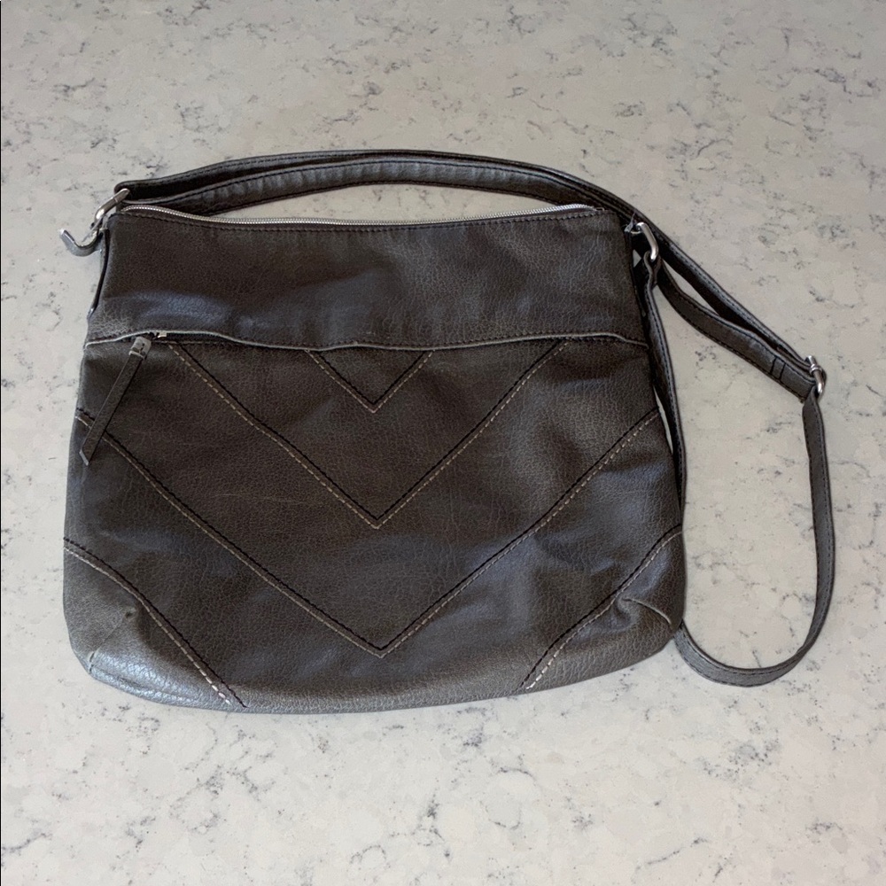 Relic Grey Leather Shoulder Bag